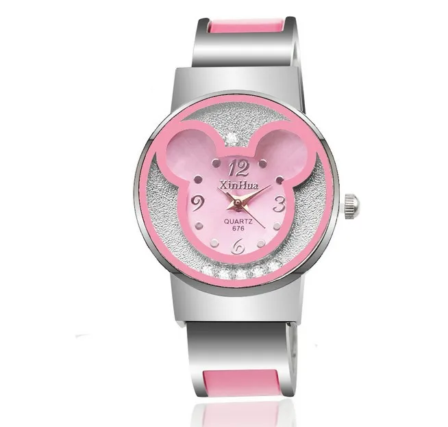 New Fashion Mickey Bracelet Watches Women dress Analog Girl Cute rolling Rhinestone wristwatches 2015 Ladies Casual Quartz watch | Наручные