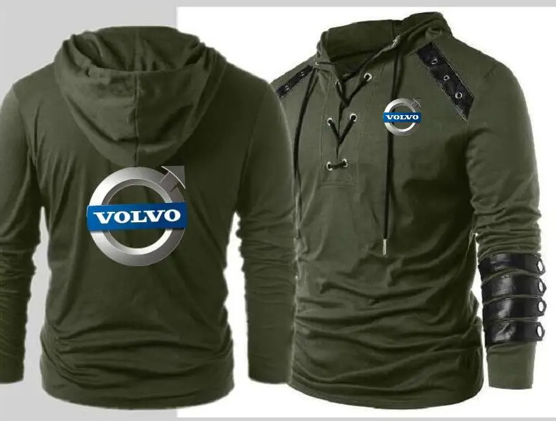 Новая повседневная модная толстовка с капюшоном volvo мужская Трикотажная кожаная