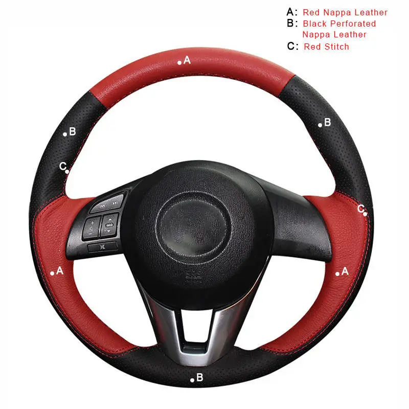 Top Layer Leather Автомобильная Оплетка на руль для Mazda 3 Axela Mazda 6 Atenza Mazda 2 CX-3 CX-5 Scion iA авто интерьер автомобиля-Стайлинг - Название цвета: Top Layer Leather