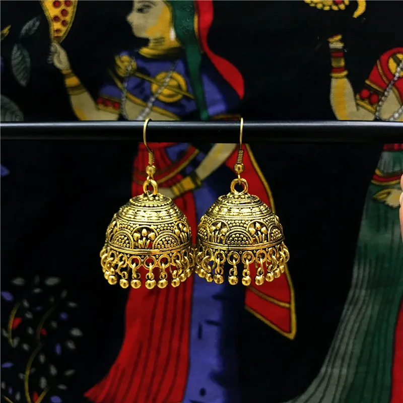 Винтажные этнические индийские серьги Jhumka Jhumki ручной работы в виде лотоса