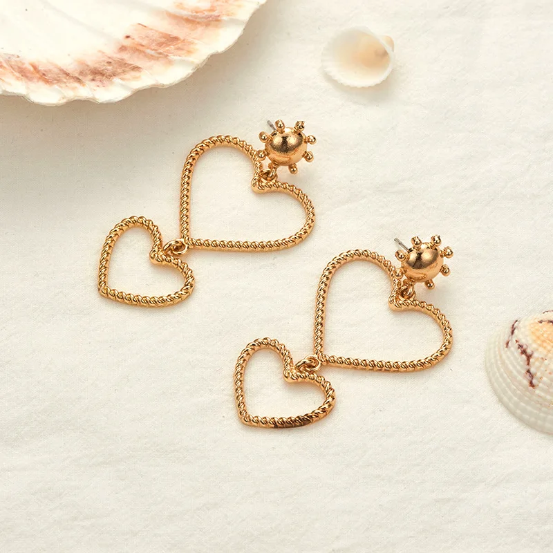 Женские Висячие серьги солнце витые золотого цвета с большими и маленькими