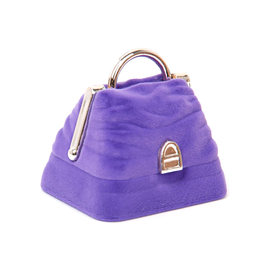 

Purple Velvet Handbag Ring Gift Present Jewelry Box Organizer Holder Case