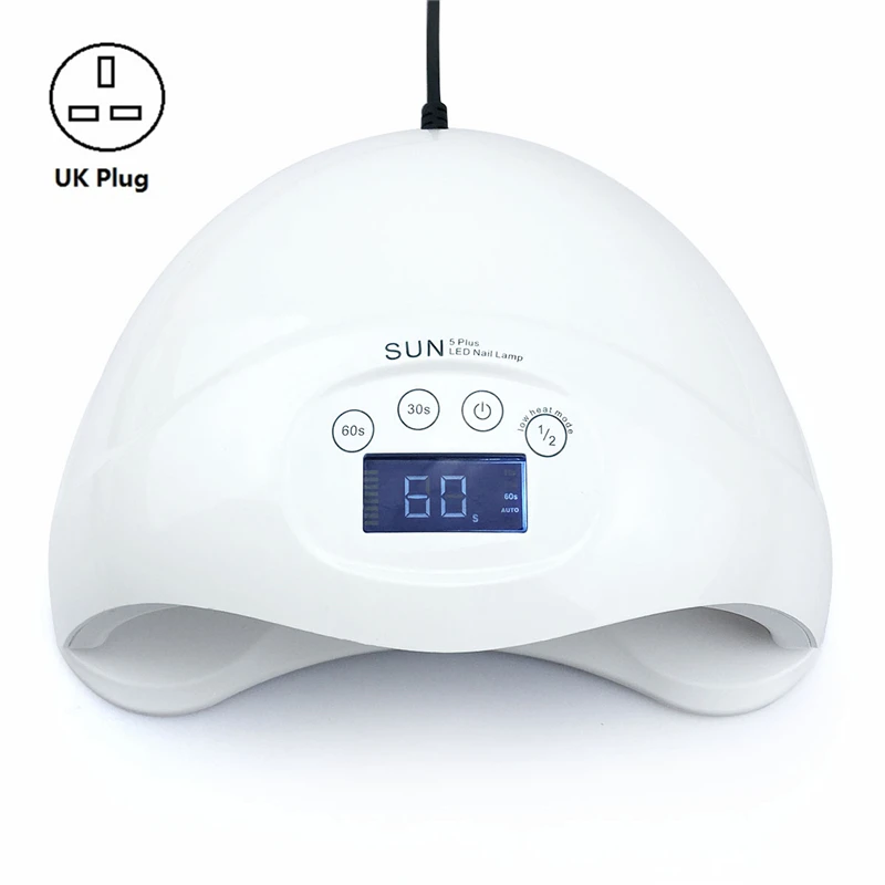 UK Plug SUN5 Plus 48 Вт УФ светодиодный светильник с двумя руками Сушилка для ногтей SUN 5 профессиональный маникюр, Полировка Ногтей лампа двойной свет отверждения ногтей Гель Инструменты - Цвет: UK Plug