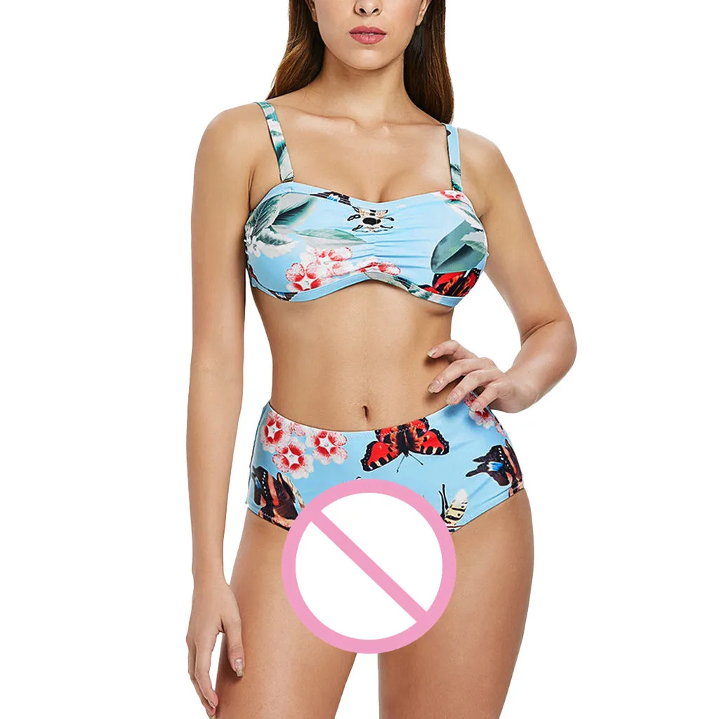 Женское бикини с принтом CHAMSGEND гавайский купальный костюм из двух предметов