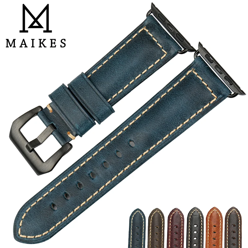 MAIKES, винтажный кожаный ремешок для Apple Watch, ремешок 44 мм, 40 мм, серия 4, 3, 2, 1, ремешок iWatch, ремешок для Apple Watch, 42 мм, 38 мм