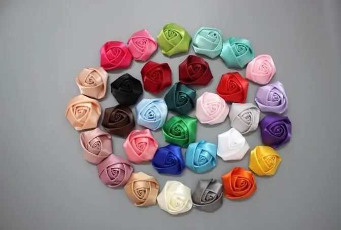 Свернутая роза цветок атласная Розетка декоративные для детей ободки волос