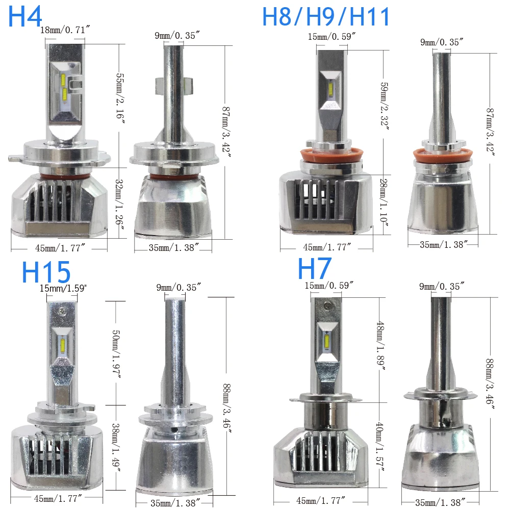 Cawanerl H4 H7 светодиодный головной светильник лампы 100W 12000LM 6000K белый H1 H3 H8 H11 9005 9006 9007 9012 H13 H15 H16 автомобильный светильник противотуманная фара