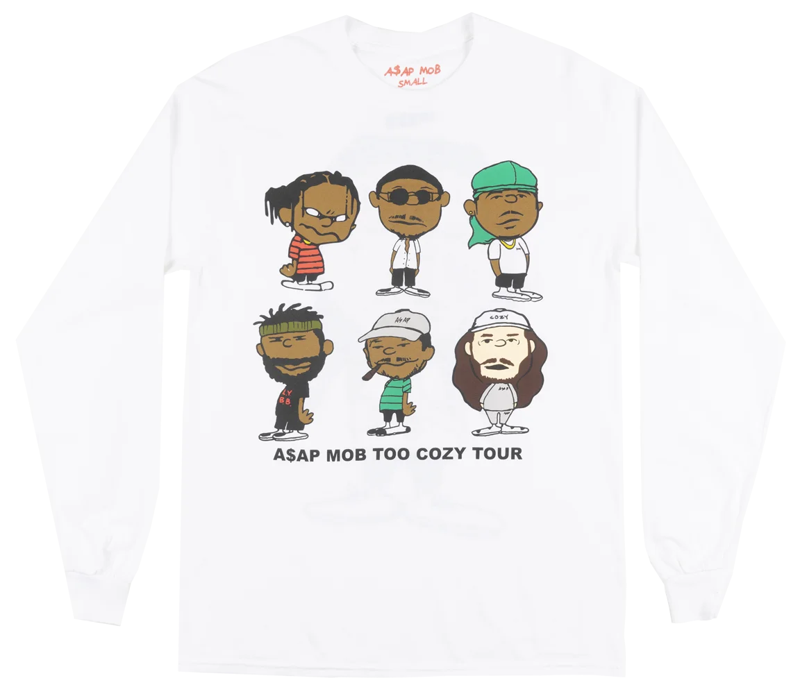 ASAP MOB TOO COZY TOUR рубашка с длинными рукавами мужская белая AWGE музыка Хип Хоп Футболка