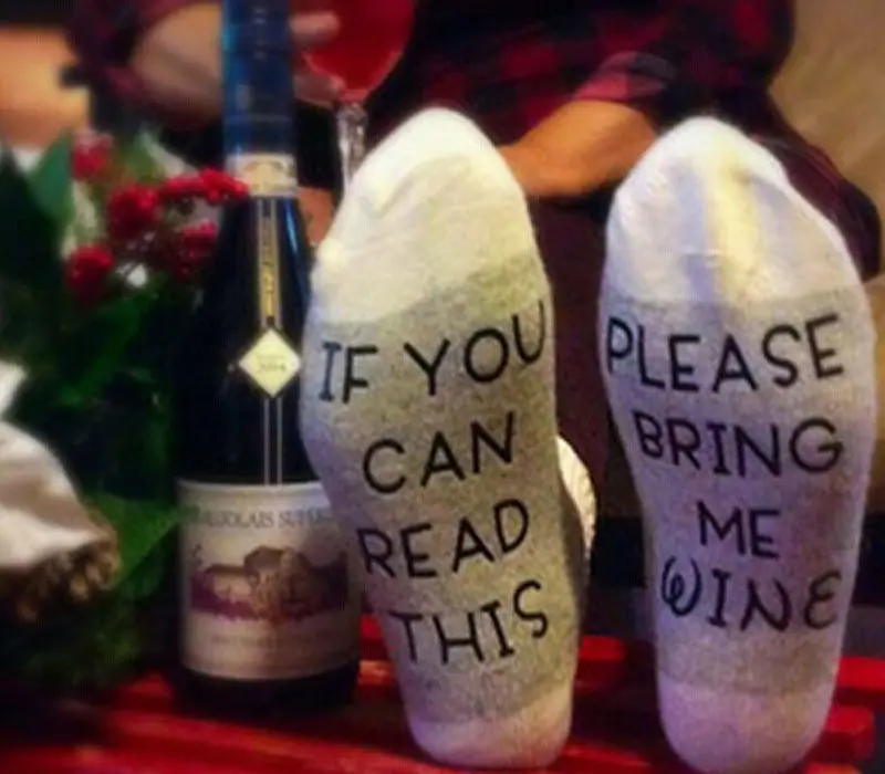 Женские и мужские повседневные носки ITFABS модные с рюшами надписью Bring Me A Wine Humor