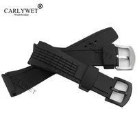 carlywet 26mm black strap waterproof rubber replacement watch band belt special popular with steel buckle for seiko 4lj7kb