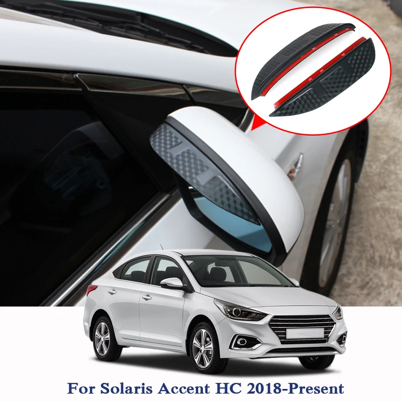 

Car Styling Rearview Mirror Cover For Hyundai Solaris Accent HC 2018 2019 Rearview Mirror Rain Eyebrow Sequin Frame Exterior