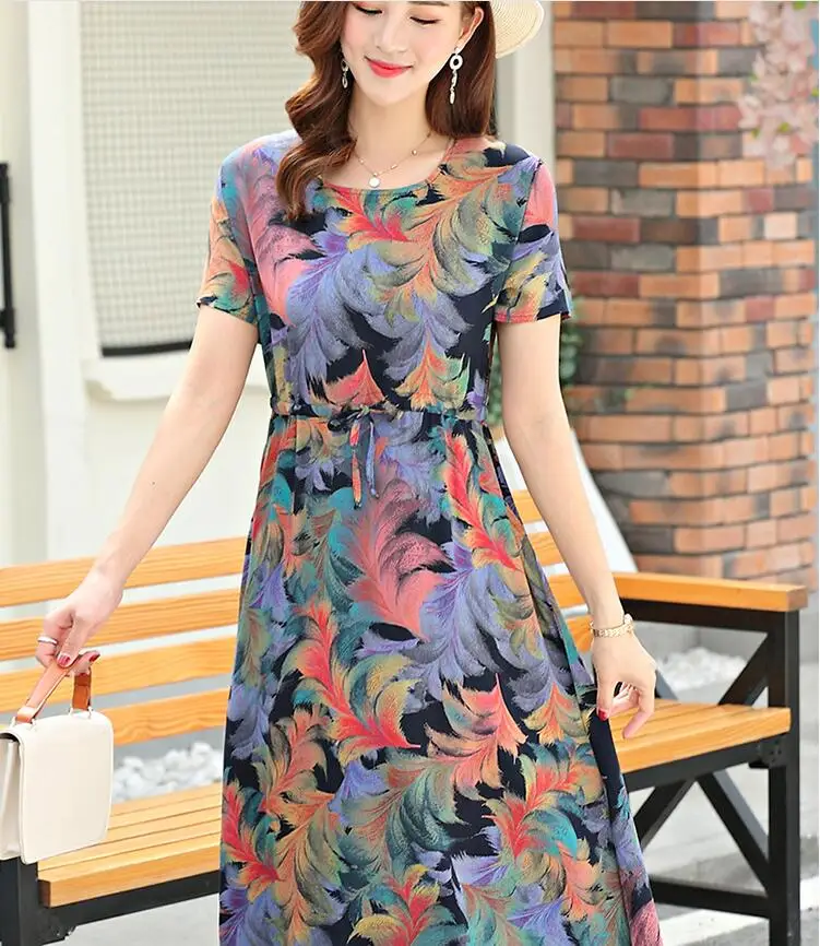XL ~ 6XL! 2019 новое летнее Хлопковое платье женское длинное с цветочным рисунком