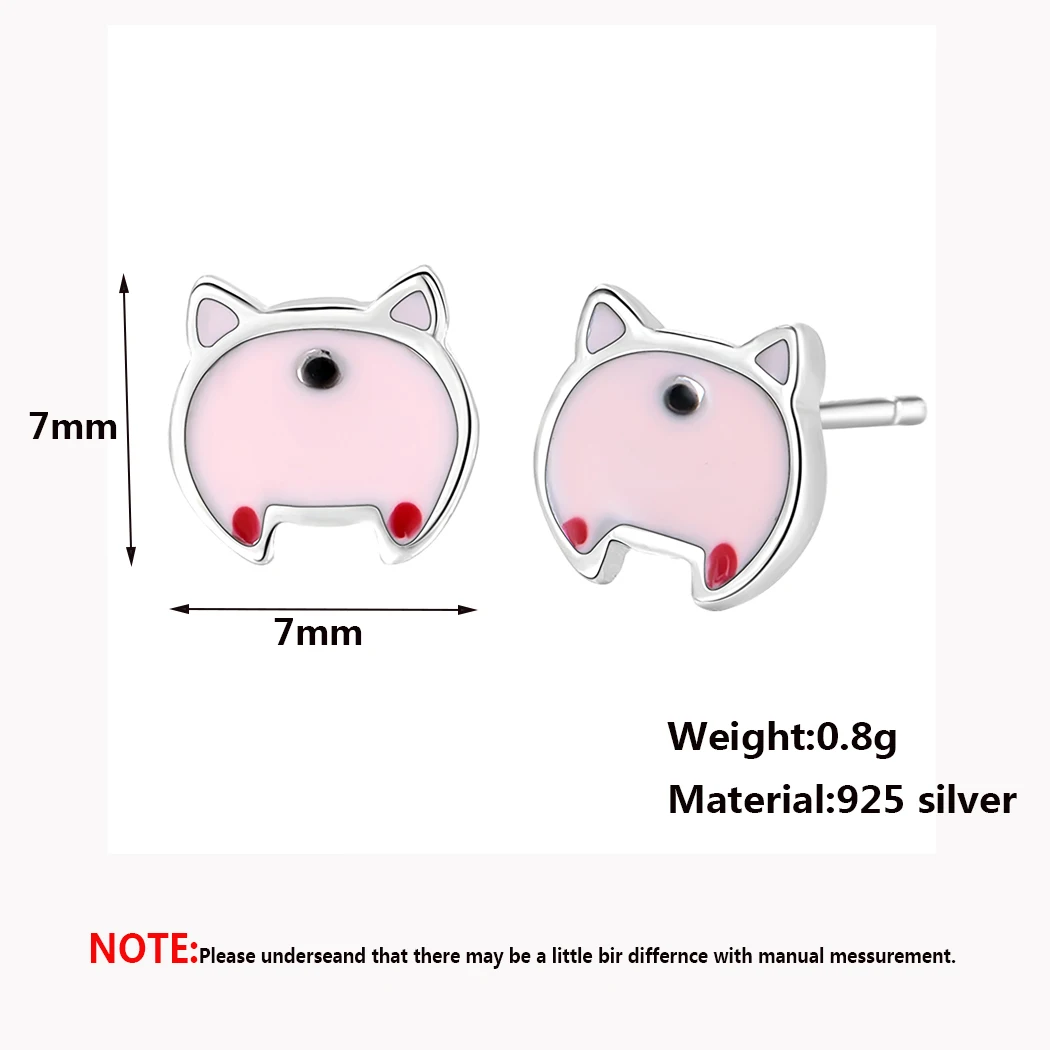 Милые серьги QIMING в виде животных розовая свинка для девочек подарок на день