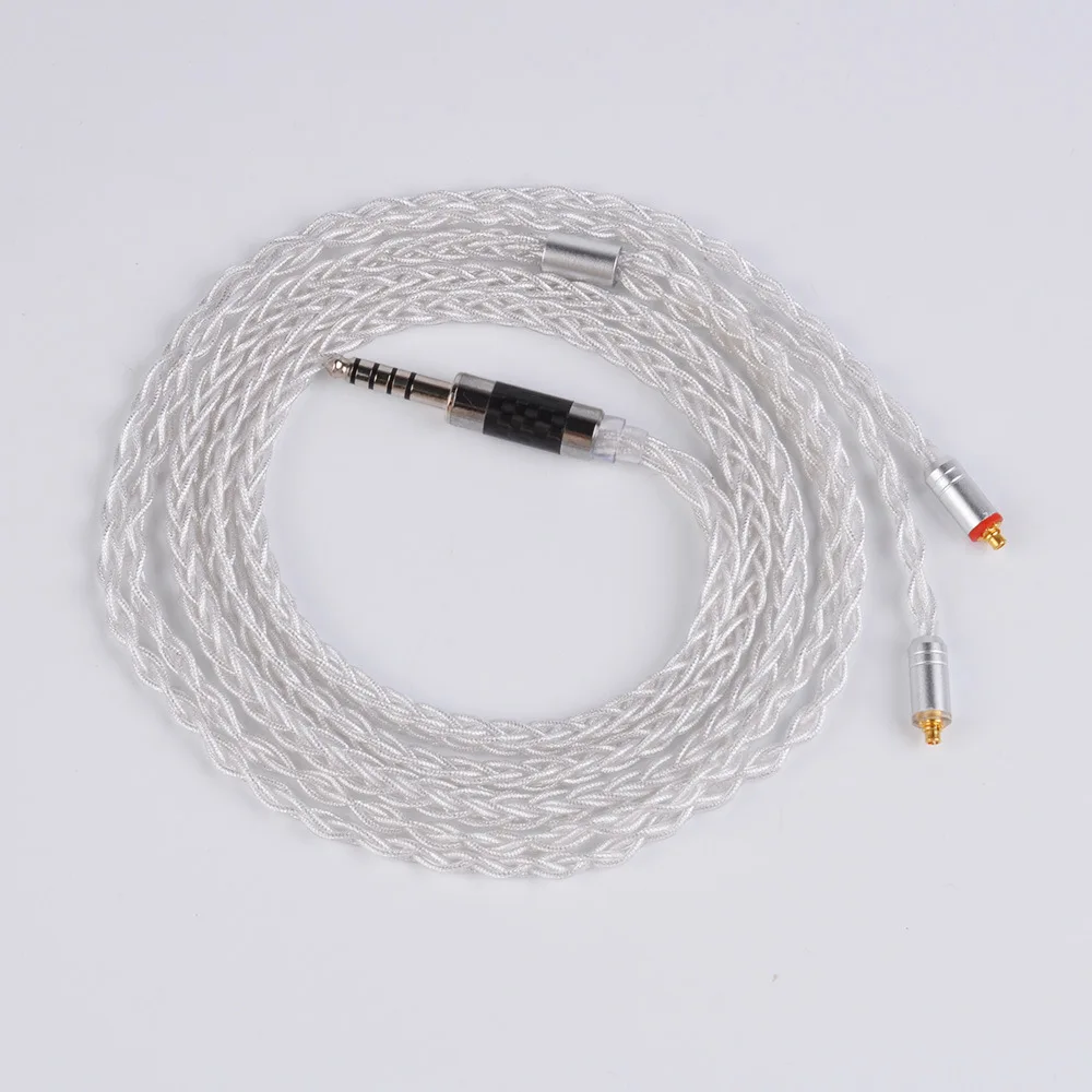 8 штук кабель MMCX для Shure SE215 SE535 SE846 2 pin для ZS10 ZST ZAR для sony 3,5 мм 2,5 мм 4,4 мм Баланс серебро Фольга кабели