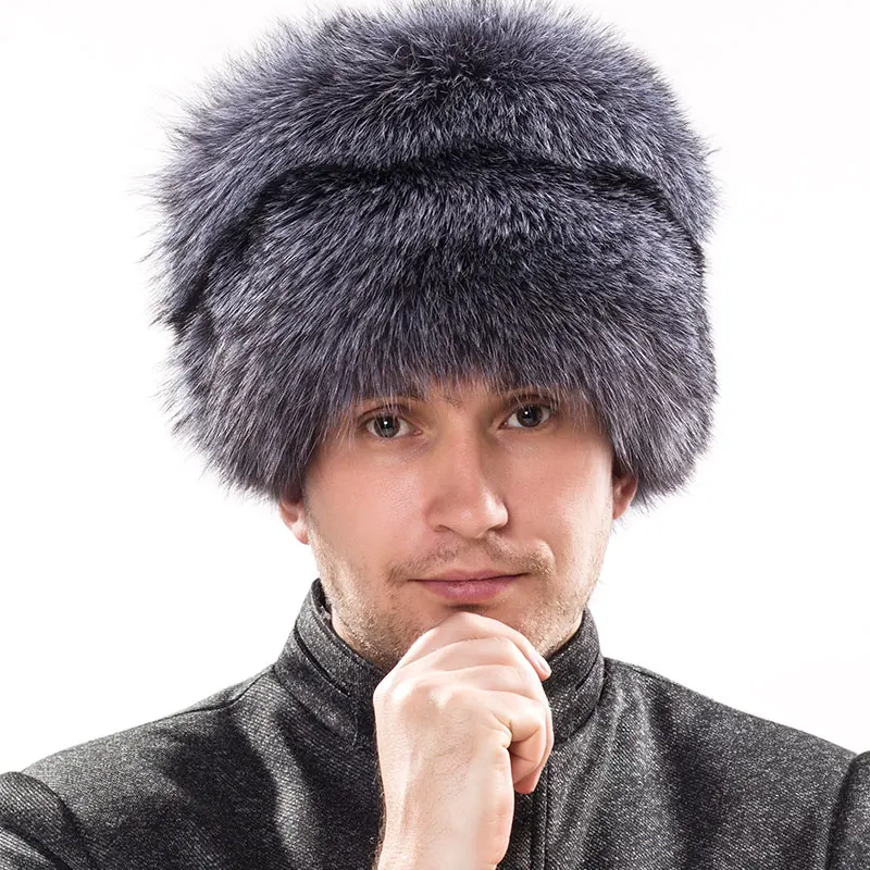 Шапка YECHNE из натурального серебра Русская меха лисы для мужчин и женщин с лисьим