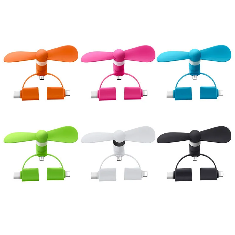 3 в 1 и 2 портативный мини кулер USB вентилятор для iPhone Android Type C микро мобильный