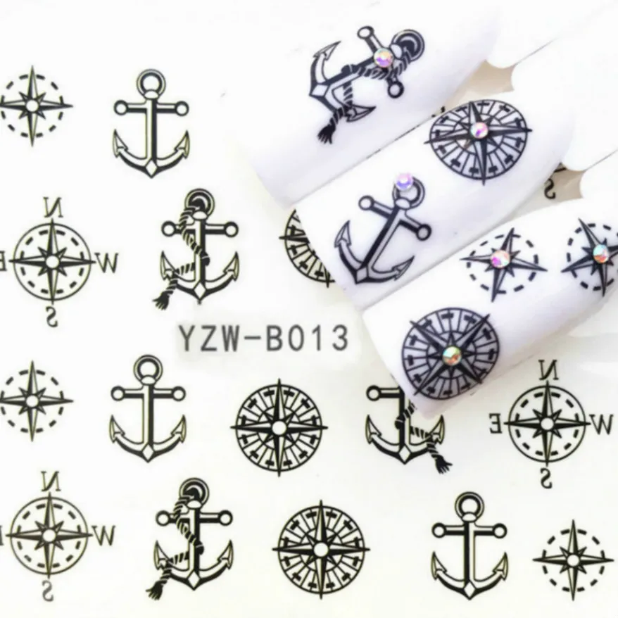 2022 HOT Ship's Anchor Nail Sticker Butterfly Flower Water Transfer Decal Sliders for Nail Art Decoration Tattoo Manicure #11