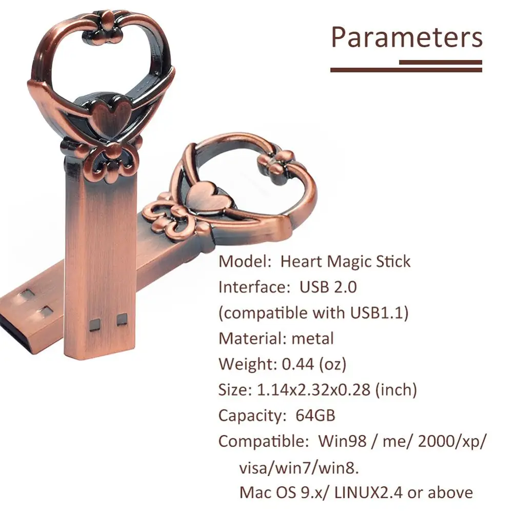 LEIZHAN металлический USB флеш-накопитель Love Key Shape pendrive U Disk 4 ГБ 8 16 32 64 menmory stick usb drive