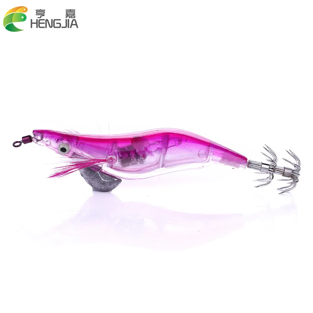 HENGJIA 8pcs 12.8CM 21G 3.5# shrimp plastic Fishing lures japan squid jigs led luminous fishing baits isca pesca tackles | Спорт и
