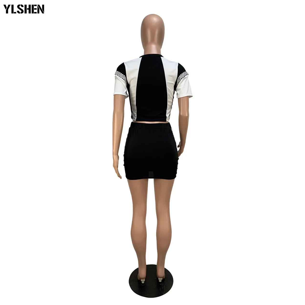 

Plus Size 2 Two Piece Skirt Set Women Summer Tracksuit Casual Short Sleeve Jogging Femme Patchwork Tops & Skirts Suit Outfits
