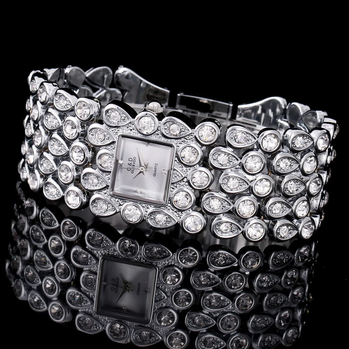

2018 G&D GLE&VDO Brand New Luxury Women's Bracelet Wristwatches Quartz Watch Crystal Lady Dress Watch Relogio Feminino Silver
