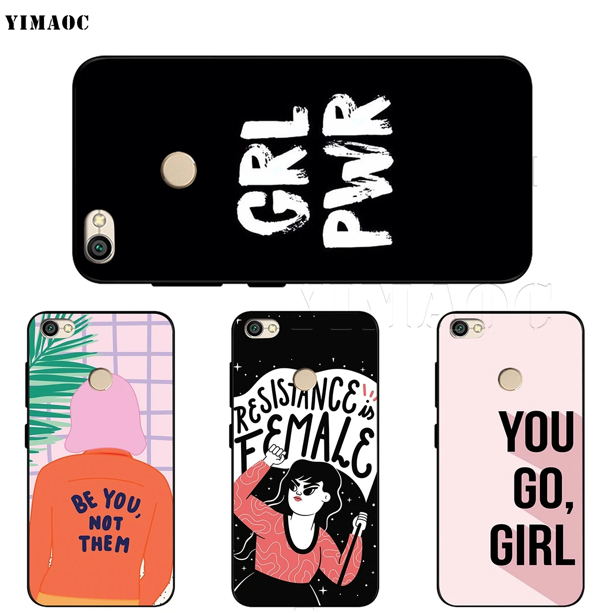 Силиконовый чехол YIMAOC Feminist Girl для Xiaomi Redmi Note 4 4x 4a 5 5a 6 8 Pro Prime Plus|Бамперы| |