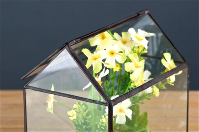 Крутой Мини ручной работы Настольный стеклянный зеленый дом небольшой изогнутый