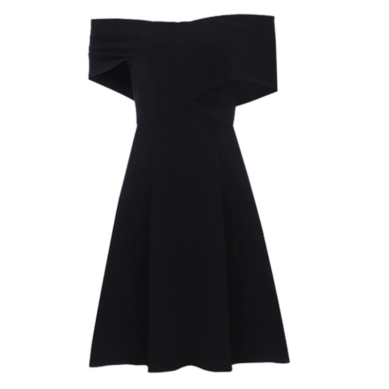 Sexy Off Shoulder Dress Women Hepburn Style Cross V-Neck High Waist Party Sundress 2019 Summer Mini Short Vintage Vestidos | Женская