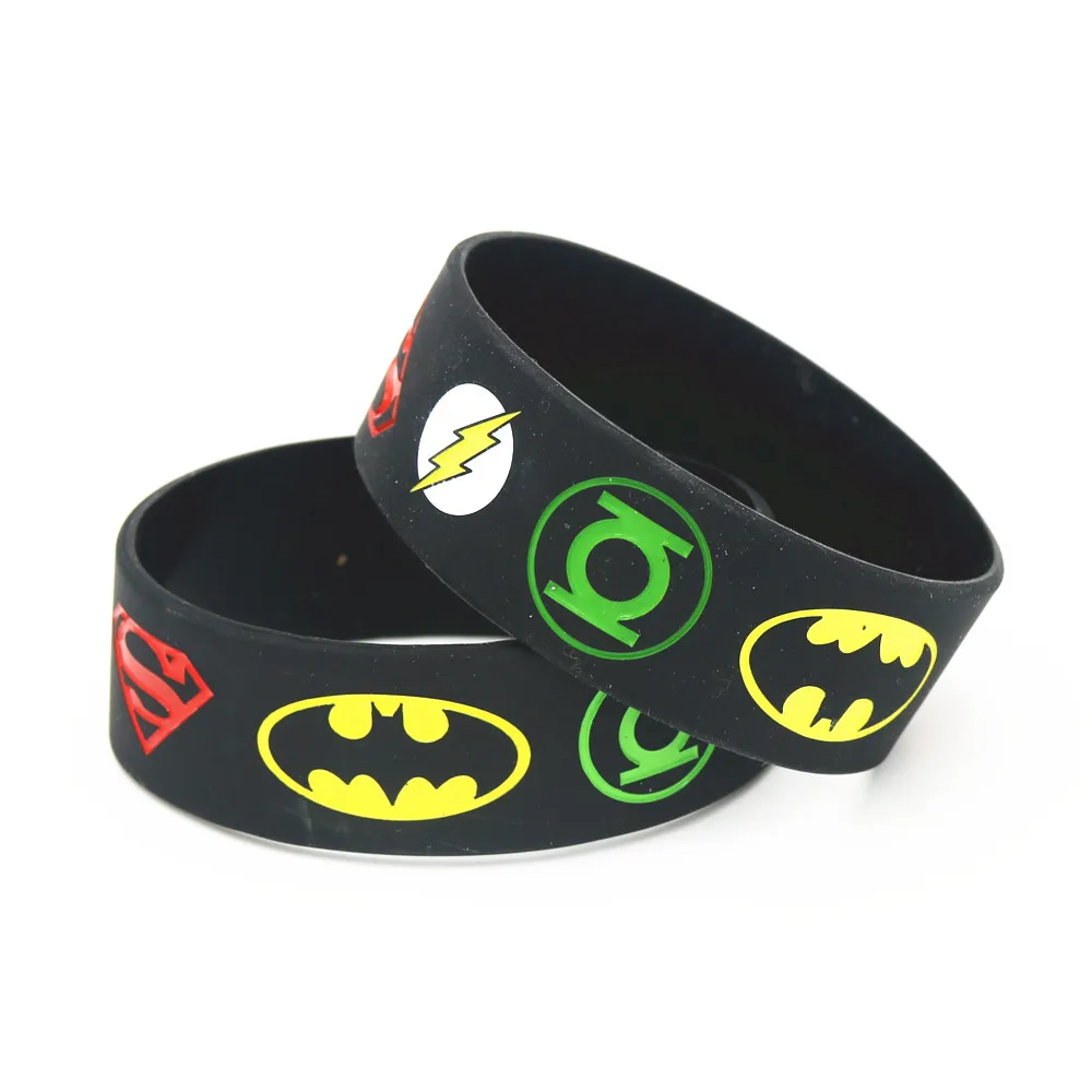 1 шт широкий летучей мыши черный Белый Цвет силиконовой резины браслеты из