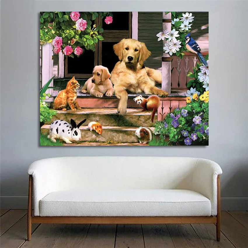 Алмазов картина собака на холсте Алмазная вышивка ручной работы лошадь для