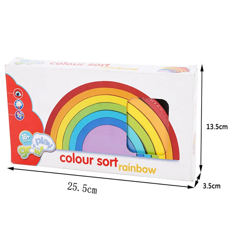 Wooden Rainbow Color Bridge Blocks Stacker Toys Early Educational Cognitive Learning Toy | Игрушки и хобби