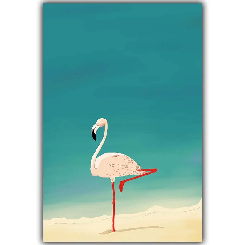 Современный минималистичный скандинавский Фламинго животные мультфильм Холст