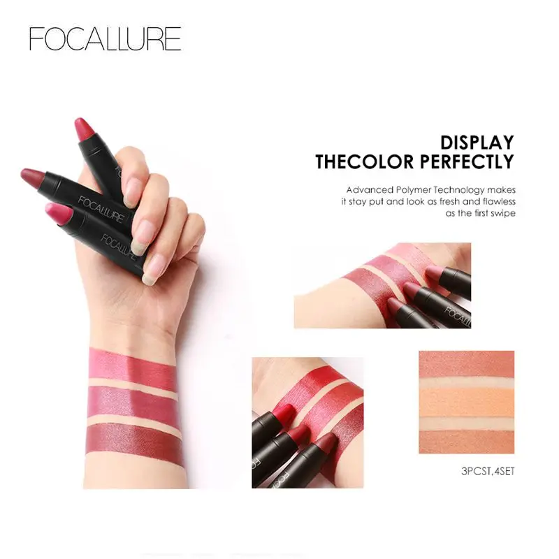 Focallure Matte губная помада набор 3 шт./компл., Длительное Действие, Макияж для губ блеск для губ пикантные Цвета телесный оттенок для губ матового помады