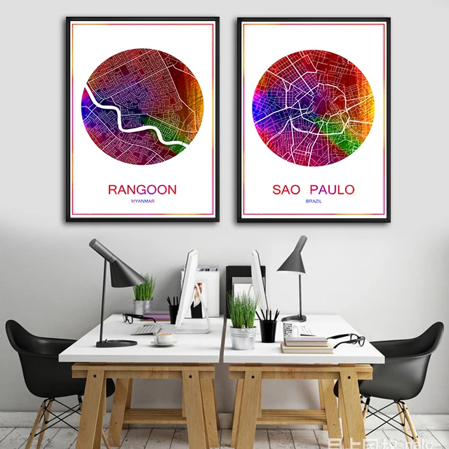 Карта городов мира в Кейптаун Южная Африка печать плаката на Бумага или холст