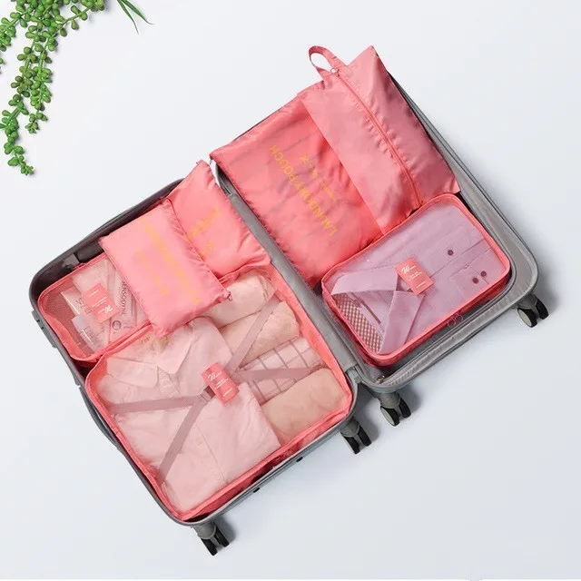 watermelon red 7 шт./компл., аксессуары для путешествий, Женский Органайзер упаковка сумки, дорожные сумки, сумки для хранения Водонепроницаемый Домашняя одежда кубики для чемодана - Цвет: watermelon red