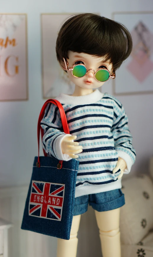 

T02-X673 Best children gift 1/6 bjd dolls Accessories handmade clothes Blue striped pullover sweater 1pcs