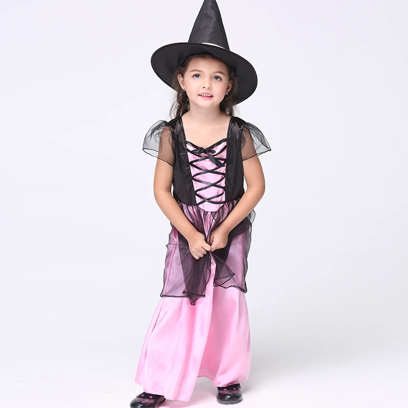 Новинка комплект одежды ведьмы для маленьких девочек милые костюмы на Хэллоуин
