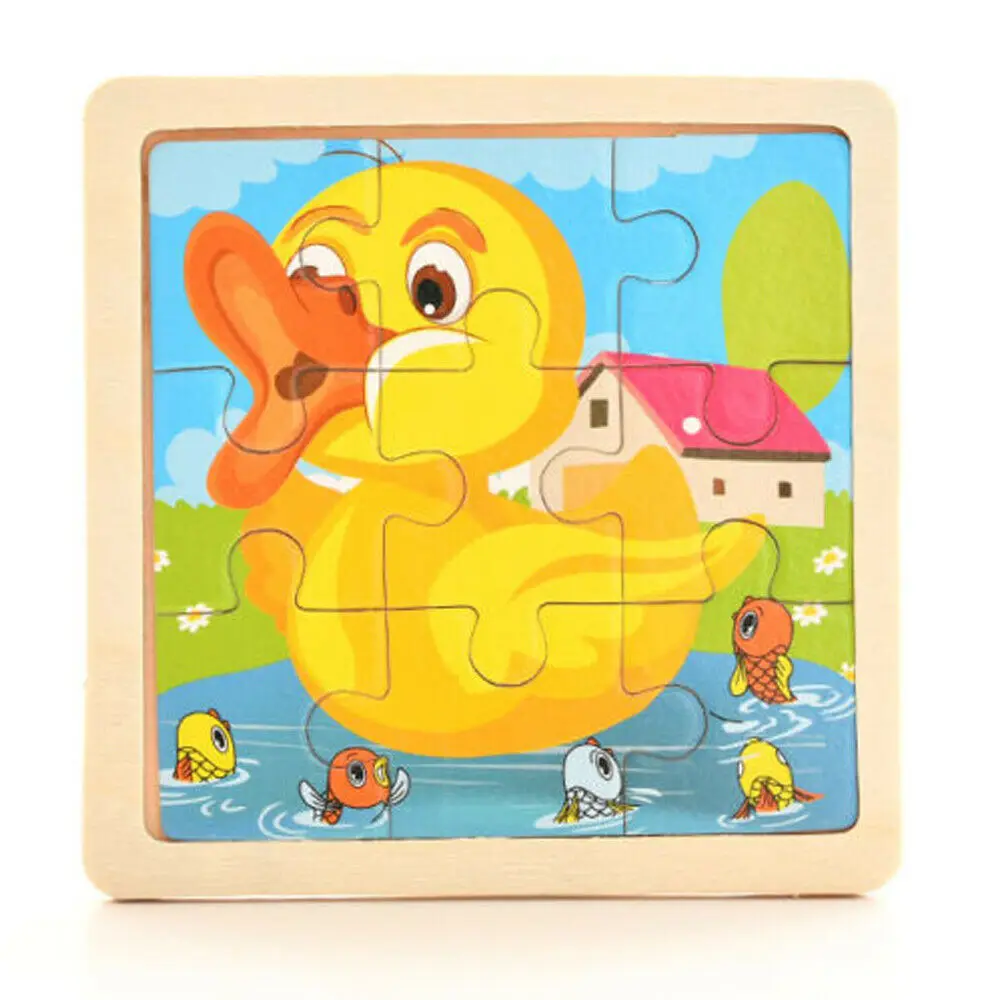 Duck Новинка, горячая 17 видов стилей, развивающие цветные детские игрушки, 3D деревянная головоломка, мультяшная развивающая детская игрушка - Цвет: Duck