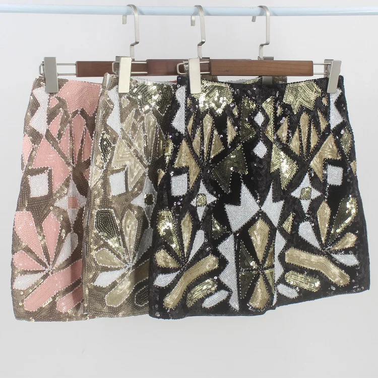 Женская юбка-карандаш в стиле ретро 1920s S Gatsby блестящая разноцветная расшитые