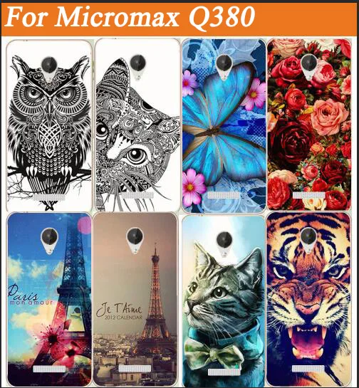 Чехол из ТПУ с модным рисунком для Micromax Q380 чехол подставкой и красивыми цветами