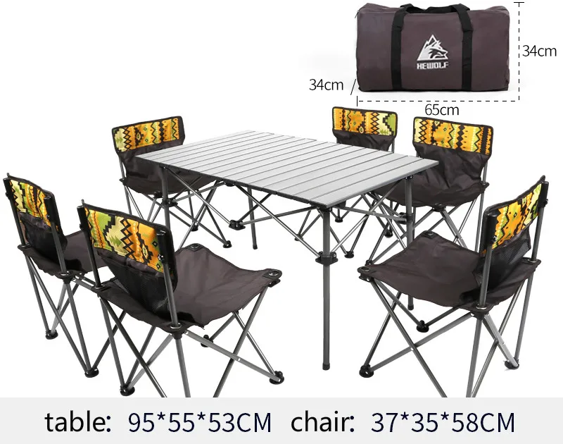 Outdoor Picnic Set Portable Folding Tables and Chairs for Camping Folding Table and Chair Set Foldable Aluminum Table - Цвет: 4