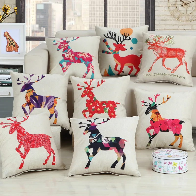 Оптовая продажа милые лося серии дивана автомобиля подушки печатные 45x45 см