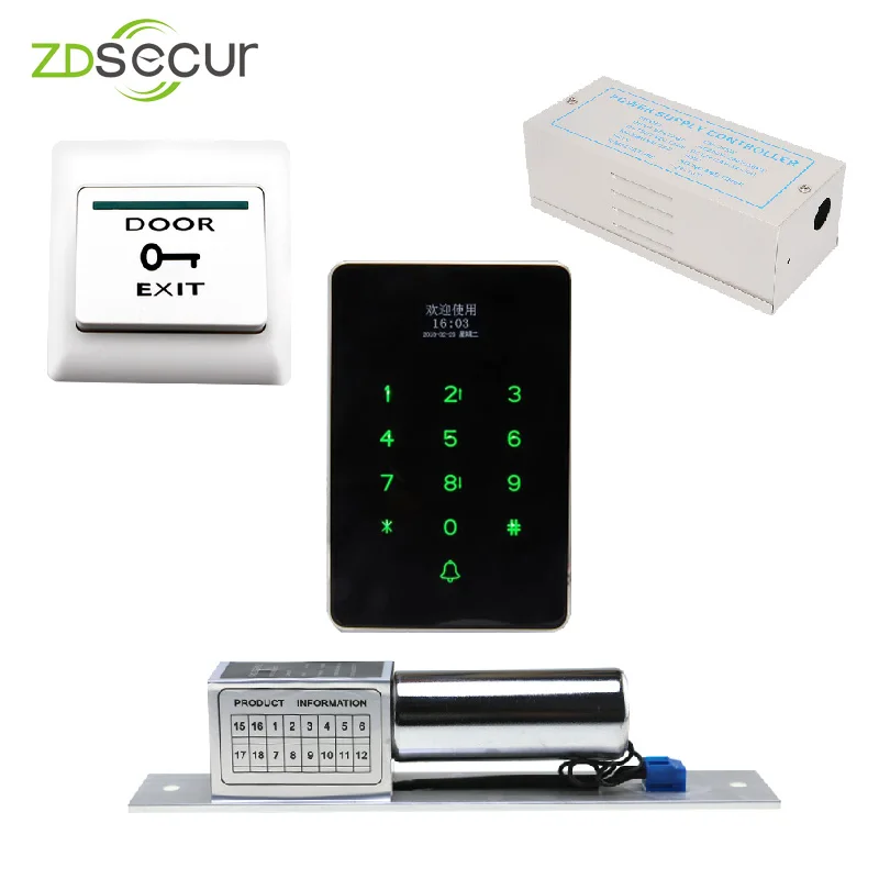 

RFID Door Access Control Kit With Electric Lock + Password Keypad RFID Reader+Plastic ABS Exit Button+Power Supply