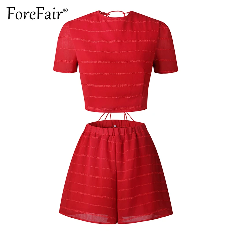 Женский короткий топ Forefair красный/черный костюм со шнуровкой сзади с коротким