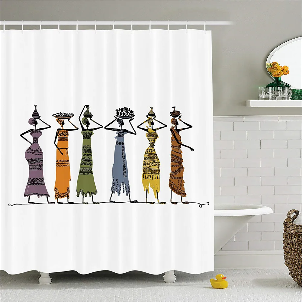 Афро Декор занавеска для душа от LIBIN племенной женщины в этническом Ikat платье