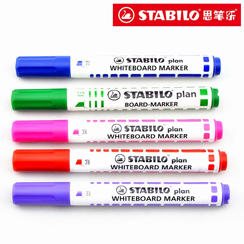 5pcs Stabilo 641 Round Head Whiteboard Pen Color Teaching Erasable Dry Erase Markers Office &amp School Supplies | Канцтовары для