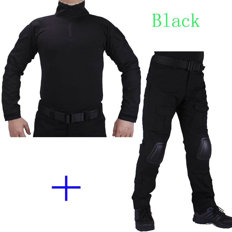 Охотничья камуфляжная BDU черная Боевая форма рубашка met Broek en локти и наколенники
