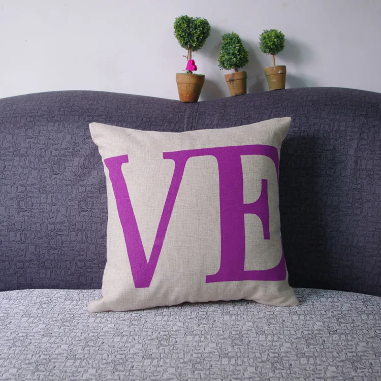 SMM0007 Purple LOVE Pillow Case Synthesis of COTTON&ampLINEN Decor Cover For Sofa Cushions Car/Office/Coffee House Valentines Gift | Дом и сад