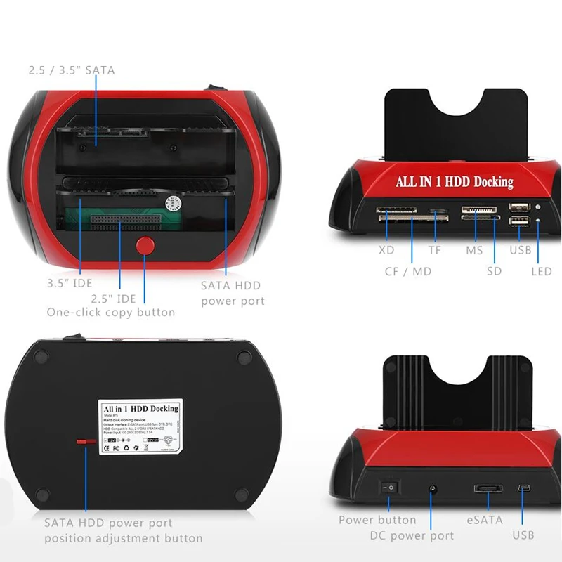Док станция для всех в одном HDD с несколькими слотами чтения карт 2 5/3 5 дюйма SATA/IDE