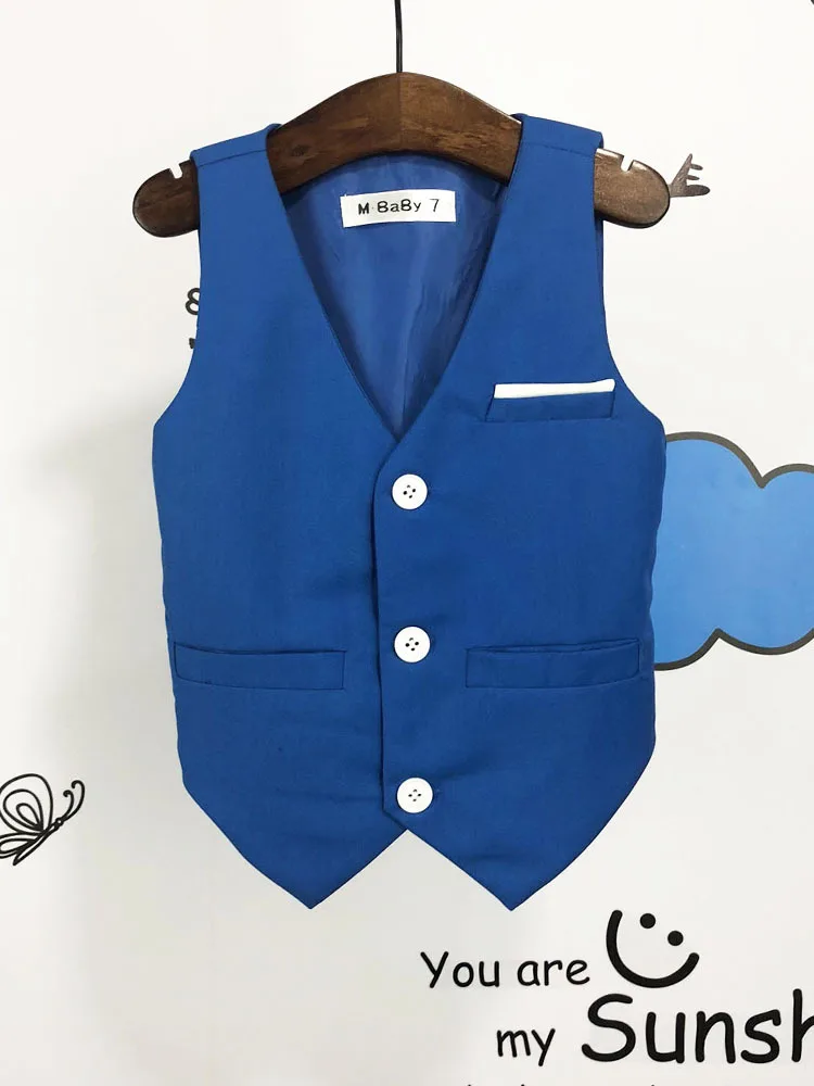 light blue Детский жилет весенне-осеннее платье для мальчиков детское платье для подиума, модный жилет цветок, вечерние костюмы для мальчиков на свадьбу - Цвет: light blue